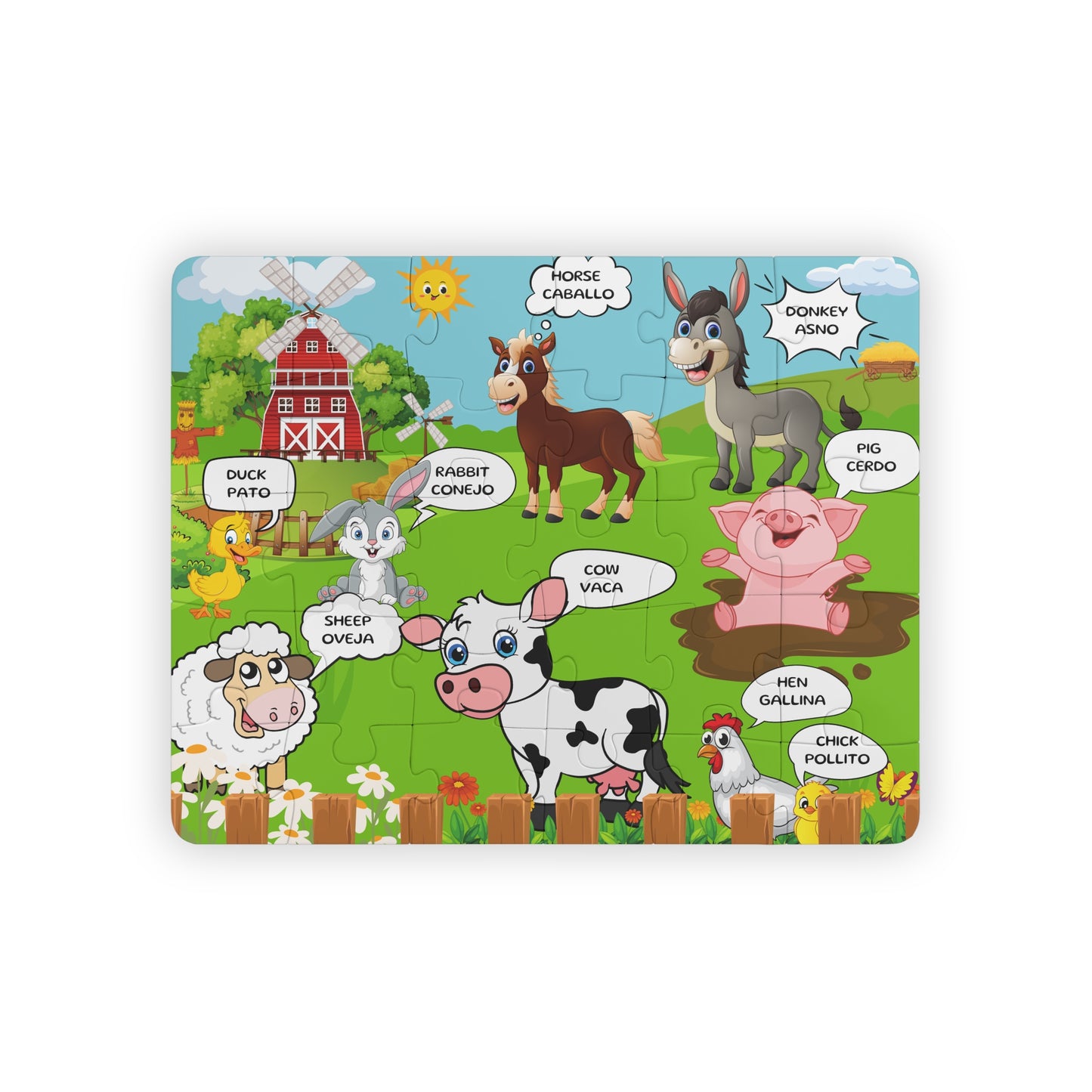 Puzzle per Bambini, 30 Pezzi. Animali della Fattoria