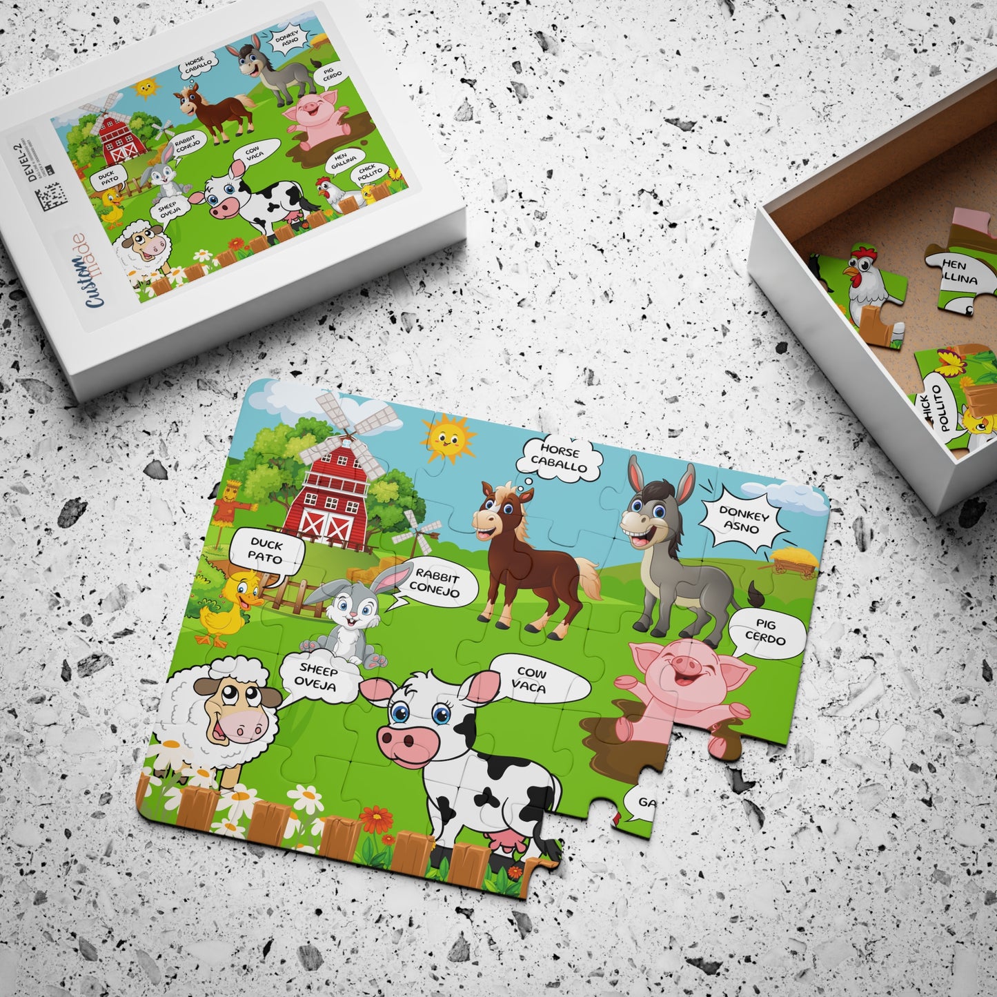 Puzzle per Bambini, 30 Pezzi. Animali della Fattoria