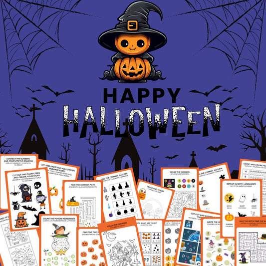 Schede di Halloween – Giochi Educativi Bilingue da Stampare