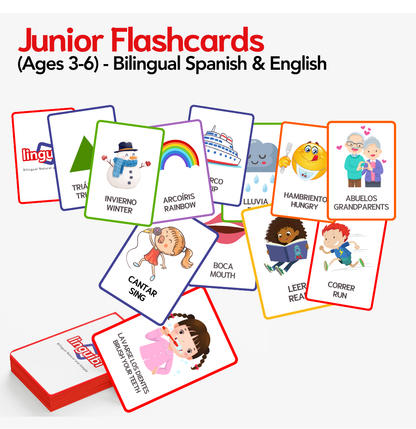 58 FLASHCARD PER BAMBINI (3-6 ANNI) - BILINGUE SPAGNOLO E INGLESE