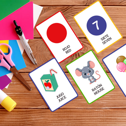 58 FLASHCARD PER BAMBINI PICCOLI (1-3 ANNI) - BILINGUE SPAGNOLO E INGLESE